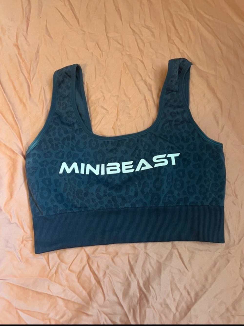 Women's Dark Teal Leopard MINIBEAST Sports Bra